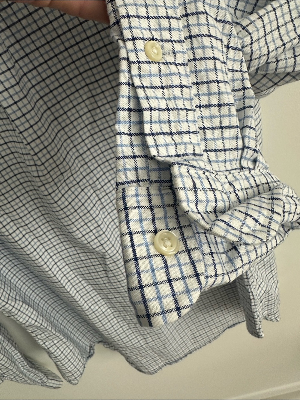 Ralph Lauren White and Blue Checked Button-Down Slim Fit Dress Shirt - Picture 5 of 6